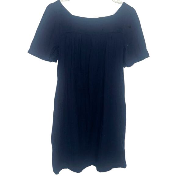 Madewell Patchwork Shift Mini Dress Blue Cotton Short Sleeve Boho size S - Picture 4 of 7